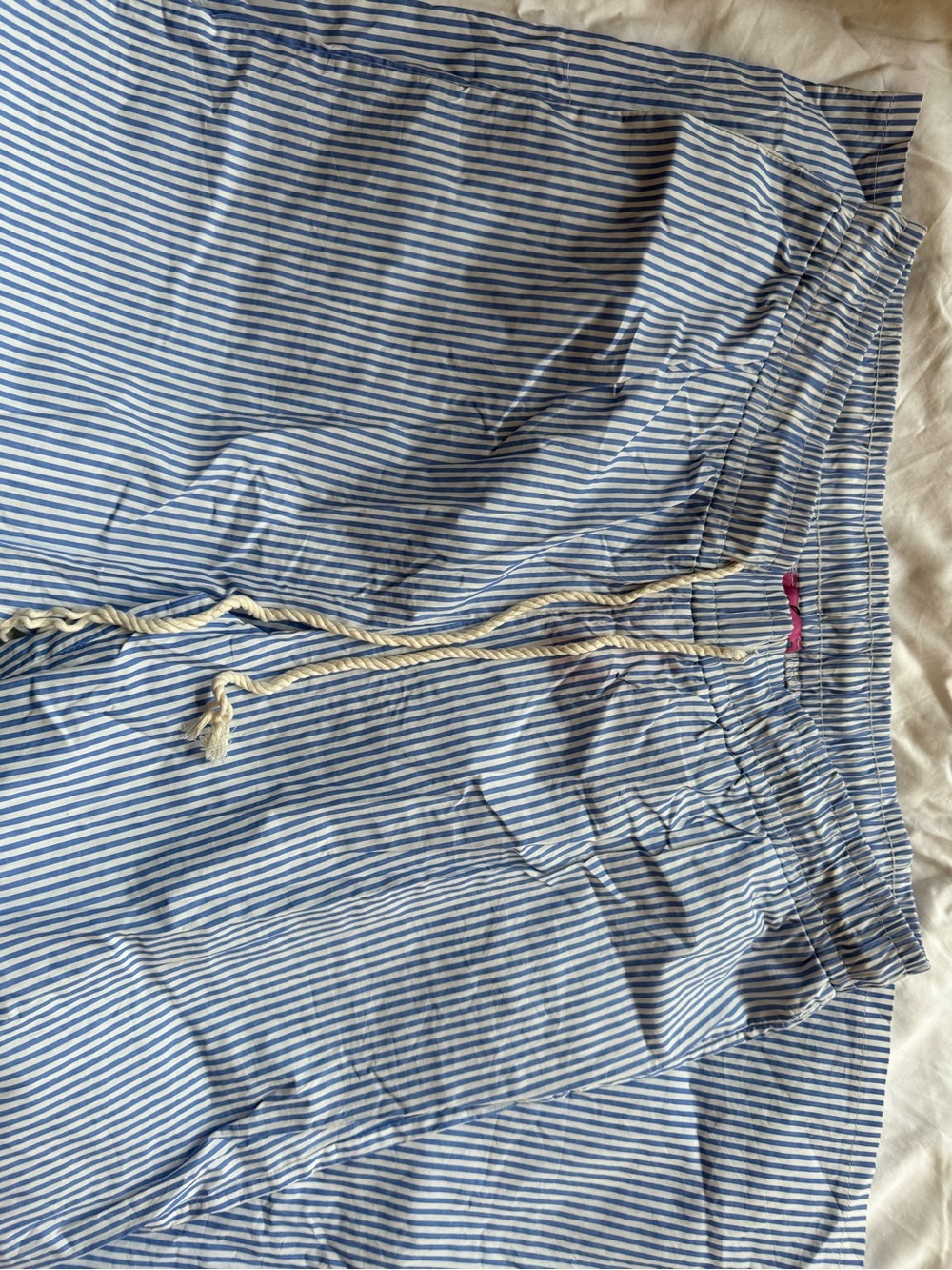 Edikted Blue and White Striped Drawstring Pants